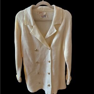 Vintage Chic Cream Double-Breasted Women's Button Down Shirt